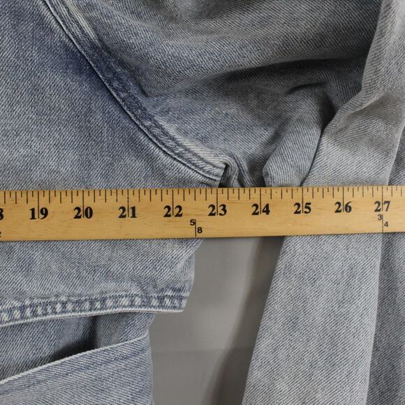 Belle Bloom Jacket Large Trench Skies Stylish Light Blue Denim Coat Belted Chic - Picture 14 of 16